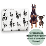 personalised dog print baby swaddle blanket 