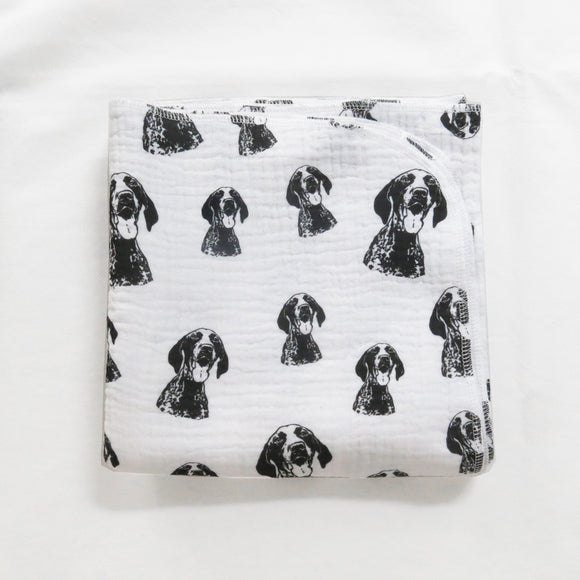 german shorthaired pointer dog print baby muslin swaddle blanket