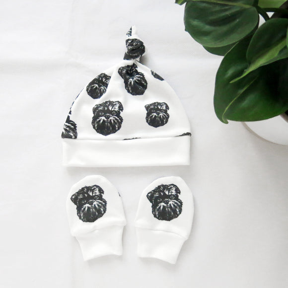 brussels-griffon-print-baby-hat-and-mittens-set